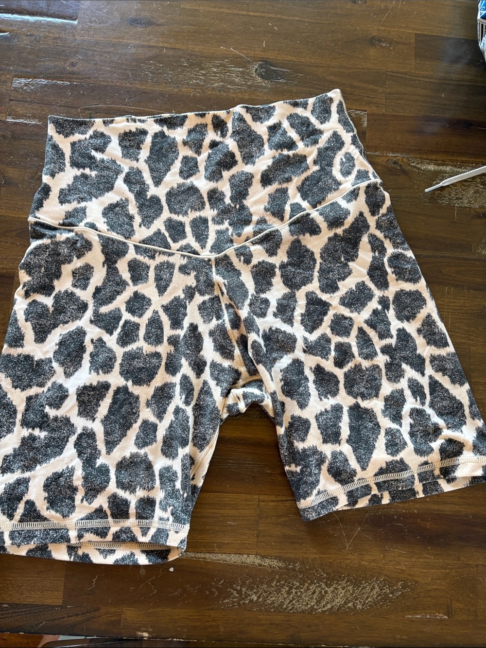 Aerie Offline Cream and Black Leopard-Print High-Waist Bike Shorts